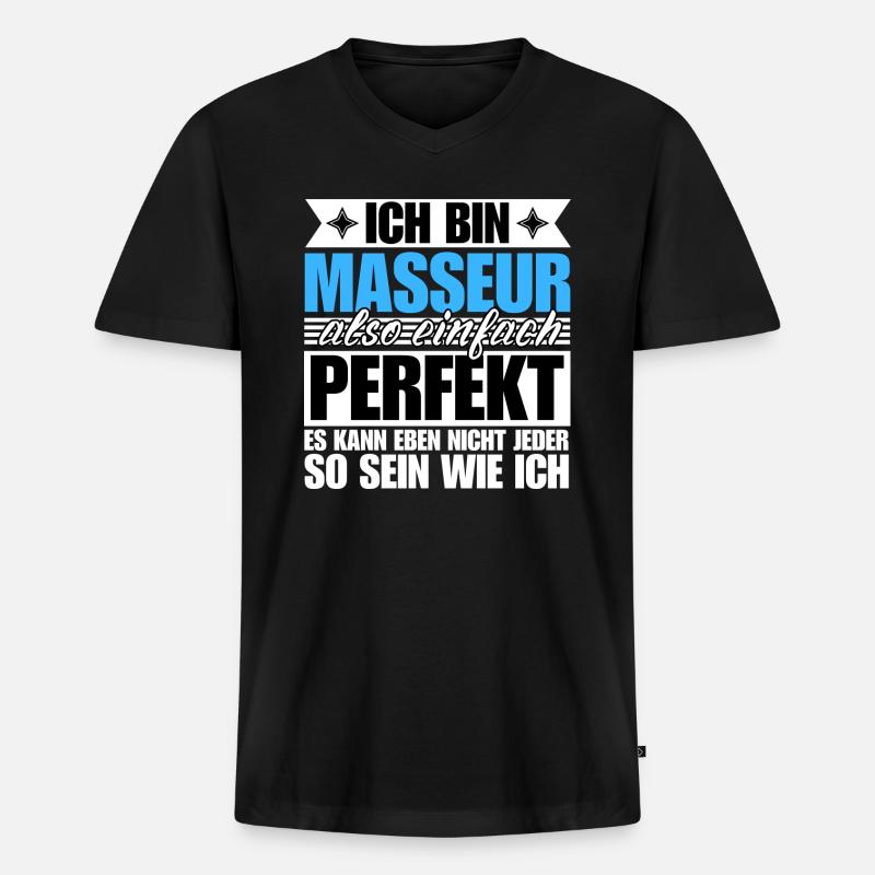 Perfekter Masseur - Männer Premium Bio T-Shirt mit V-Ausschnitt - Schwarz