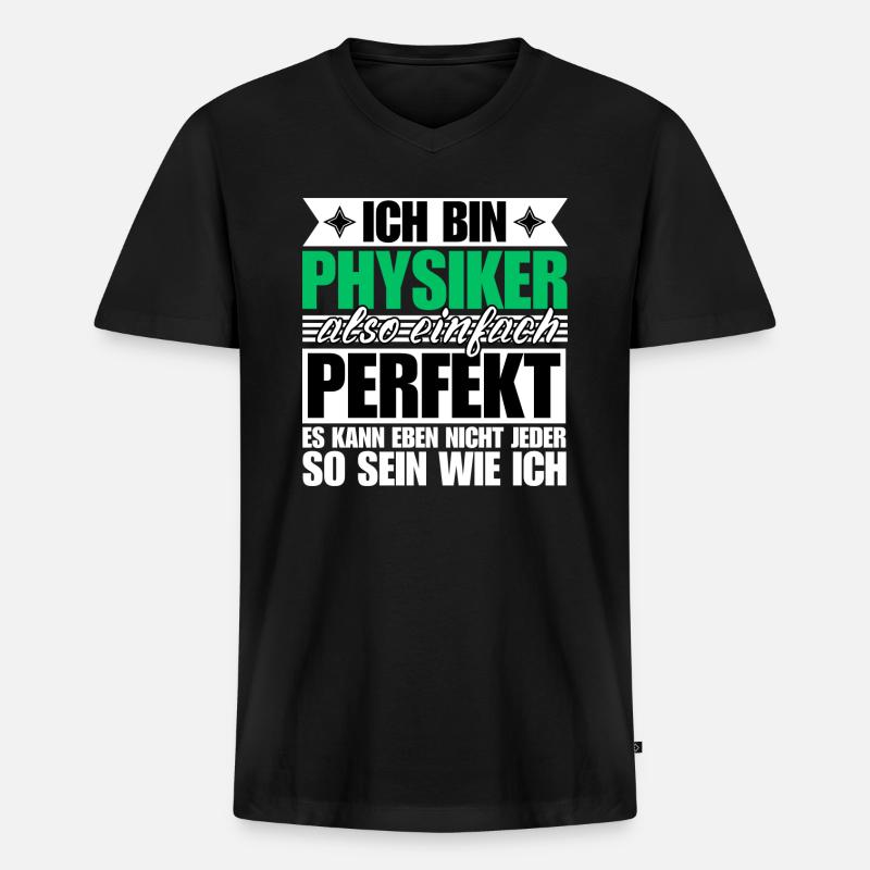 Perfekter Physiker - Männer Premium Bio T-Shirt mit V-Ausschnitt - Schwarz