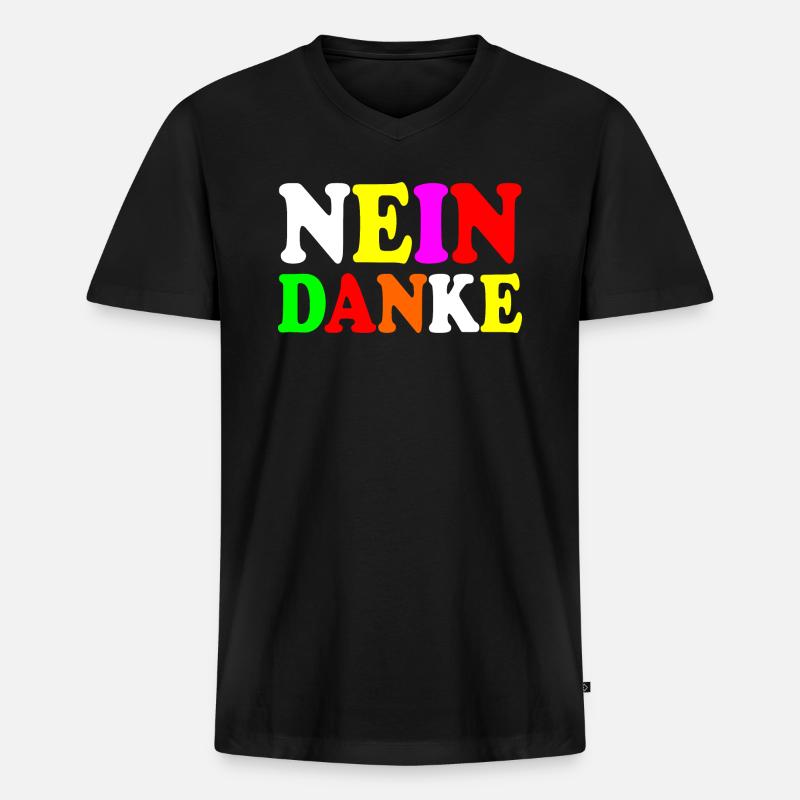Nein danke - Männer Premium Bio T-Shirt mit V-Ausschnitt - Schwarz