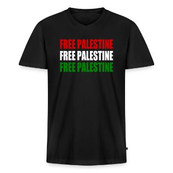 Free palestine - Männer Premium Bio T-Shirt mit V-Ausschnitt - Schwarz - Vorne - Nico (187cm)