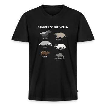 Blaireaux du monde, cadeau d'amant de blaireaux, cadeau - T-shirt encolure en V Premium bio Homme - noir - Devant - Nico (187cm)