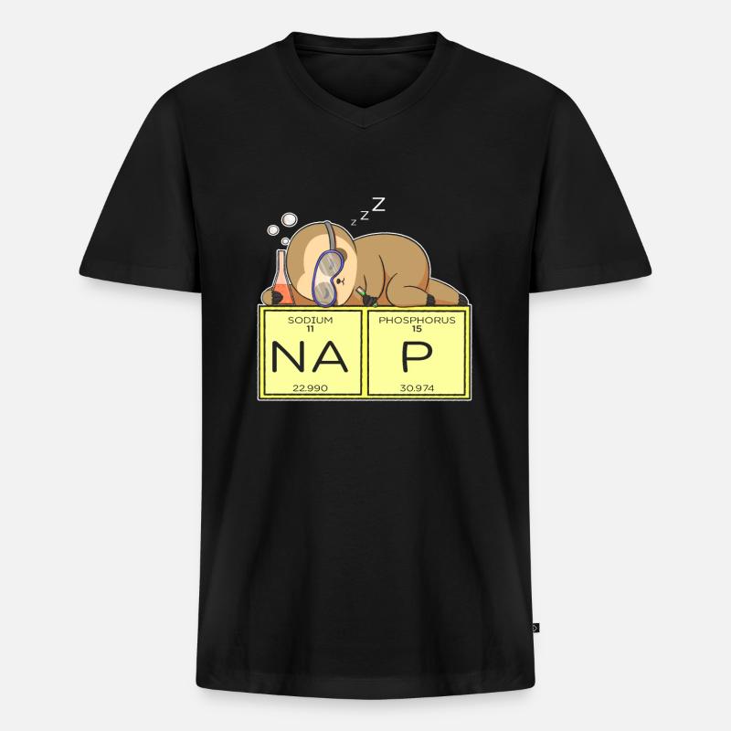 Faultier Nickerchen - Männer Premium Bio T-Shirt mit V-Ausschnitt - Schwarz