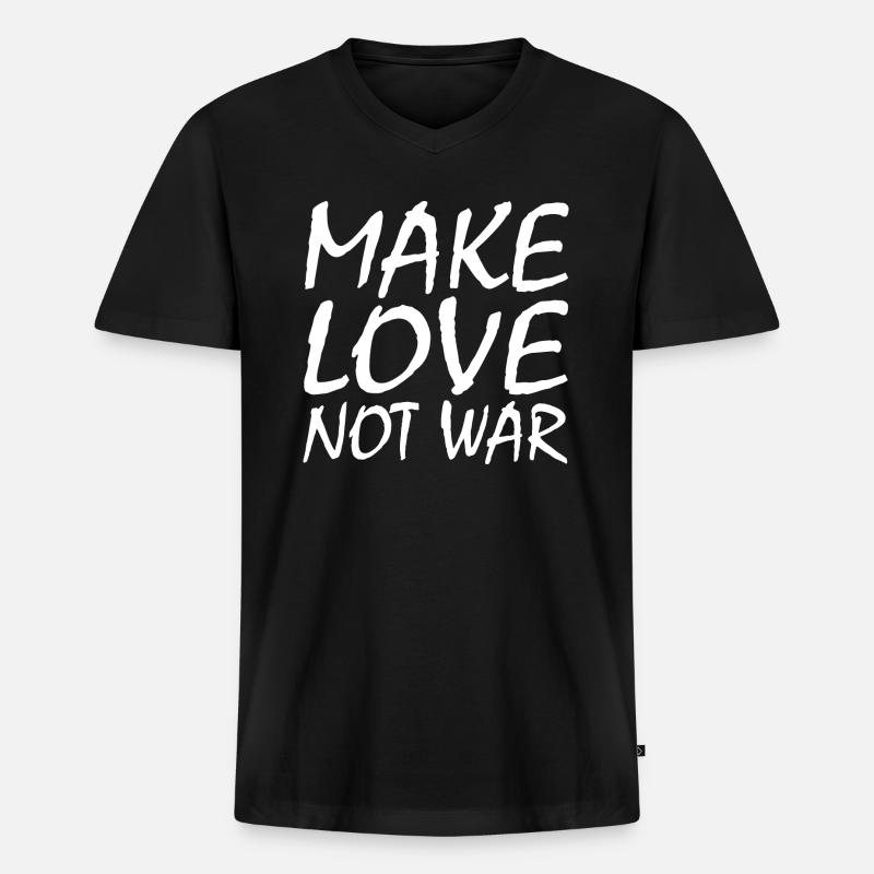 Make love not war - Männer Premium Bio T-Shirt mit V-Ausschnitt - Schwarz