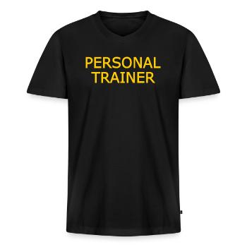 Personal trainer - Men's Premium Organic T-shirt with V-neck - black - Front - Nico (187cm)
