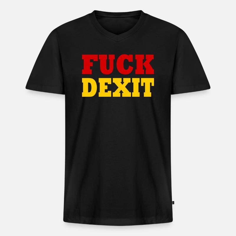 Fuck dexit - Männer Premium Bio T-Shirt mit V-Ausschnitt - Schwarz