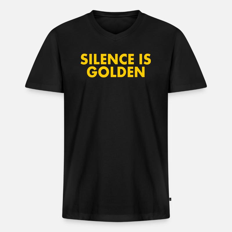 Silence is golden - Männer Premium Bio T-Shirt mit V-Ausschnitt - Schwarz