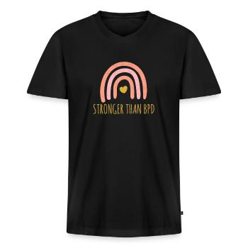 Cadeaux de trouble de la personnalité borderline BPD - T-shirt encolure en V Premium bio Homme - noir - Devant - Nico (187cm)