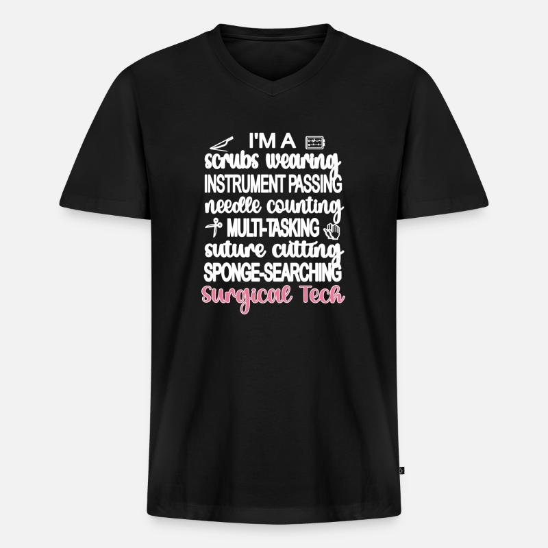 Chirurgisch-Technische Assistentin OP-Technikerin - Männer Premium Bio T-Shirt mit V-Ausschnitt - Schwarz