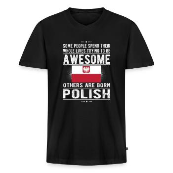 Pole Polen Flagge Polnische Herkunft Wurzeln Polen - Männer Premium Bio T-Shirt mit V-Ausschnitt - Schwarz - Vorne - Nico (187cm)