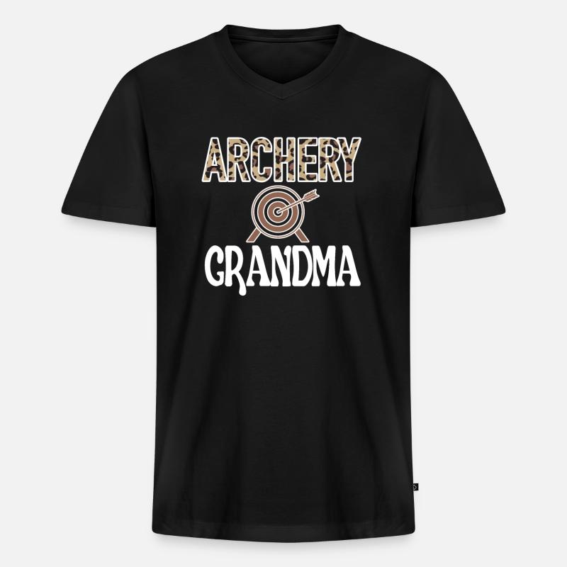 Bogenschießen-Großmutter Von Bogenschützen Oma - Männer Premium Bio T-Shirt mit V-Ausschnitt - Schwarz
