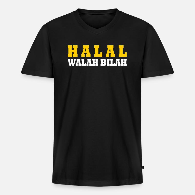 Halal walah bilah - Männer Premium Bio T-Shirt mit V-Ausschnitt - Schwarz