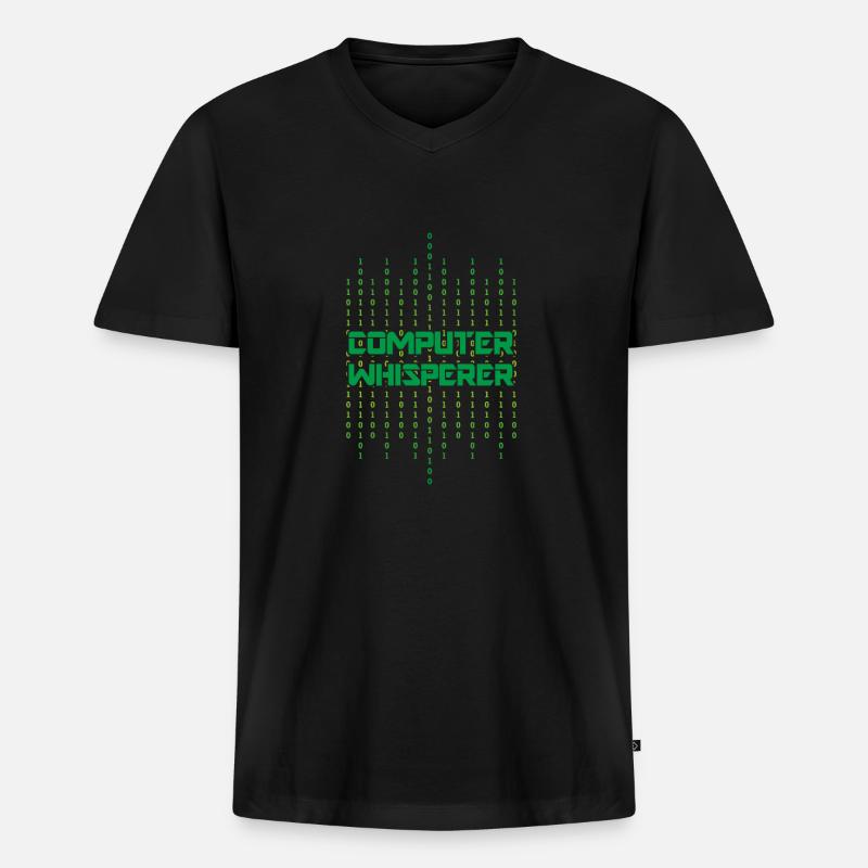 Computer Whisperer - Männer Premium Bio T-Shirt mit V-Ausschnitt - Schwarz