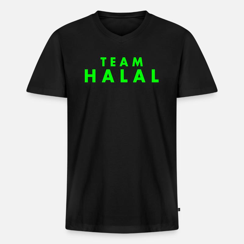 Team halal - Männer Premium Bio T-Shirt mit V-Ausschnitt - Schwarz