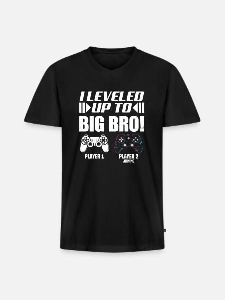 Je suis passé à Big Bro! Je vais être grand frère - T-shirt encolure en V Premium bio Homme - noir
