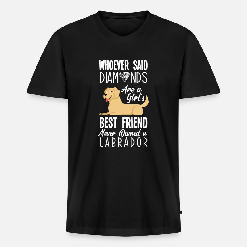 Labrador - Männer Premium Bio T-Shirt mit V-Ausschnitt - Schwarz
