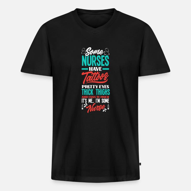Krankenschwester Pfleger Krankenpfleger - Männer Premium Bio T-Shirt mit V-Ausschnitt - Schwarz