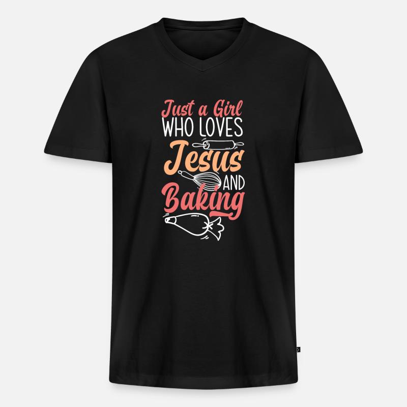Lustiges Hobby Bäcker Geschenk - Männer Premium Bio T-Shirt mit V-Ausschnitt - Schwarz