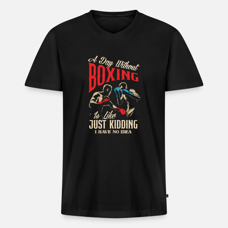 Lustiges Boxen Boxer Geschenk - Männer Premium Bio T-Shirt mit V-Ausschnitt - Schwarz