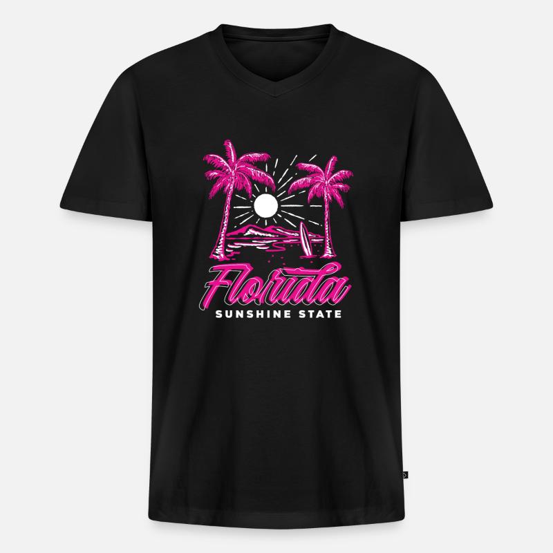Florida - Männer Premium Bio T-Shirt mit V-Ausschnitt - Schwarz