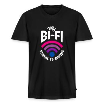 Bisexual LGBTQ+ Bi LGBTQ - Men's Premium Organic T-shirt with V-neck - black - Front - Nico (187cm)