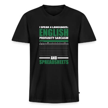 Drôle de cadeau comptable de conseiller fiscal - T-shirt encolure en V Premium bio Homme - noir - Devant - Nico (187cm)