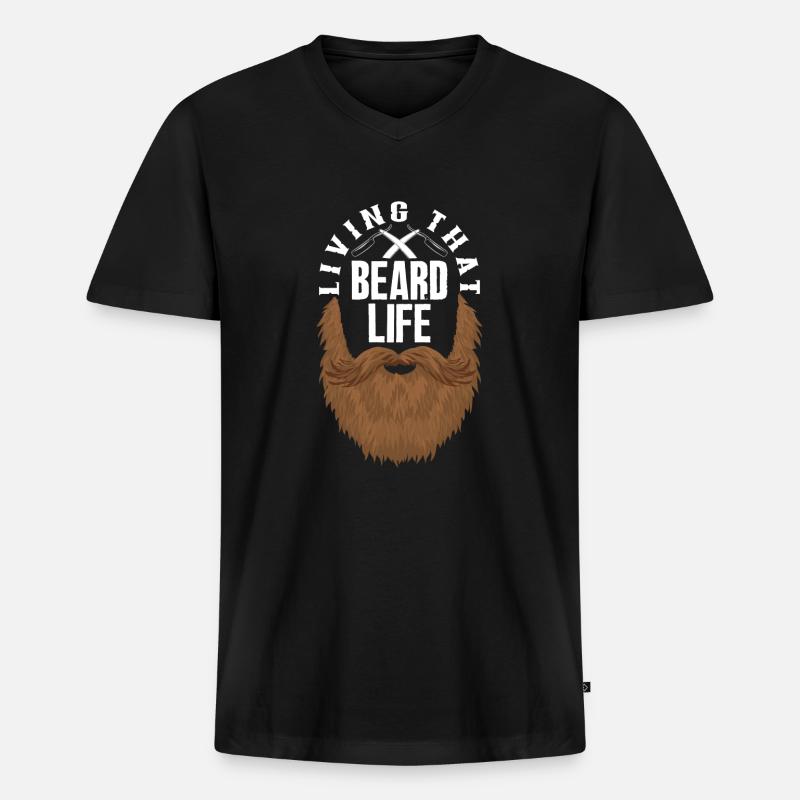 Bartpflege Bart Liebhaber Männer Bart - Männer Premium Bio T-Shirt mit V-Ausschnitt - Schwarz