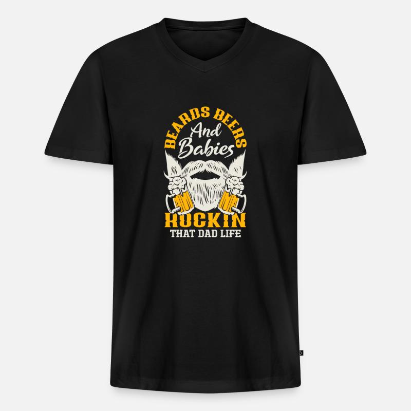 Bartpflege Bart Liebhaber Männer Bart - Männer Premium Bio T-Shirt mit V-Ausschnitt - Schwarz