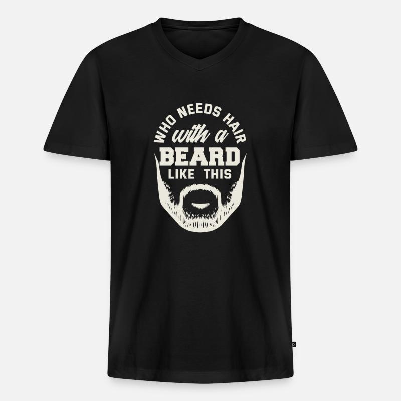 Bartpflege Bart Liebhaber Männer Bart - Männer Premium Bio T-Shirt mit V-Ausschnitt - Schwarz