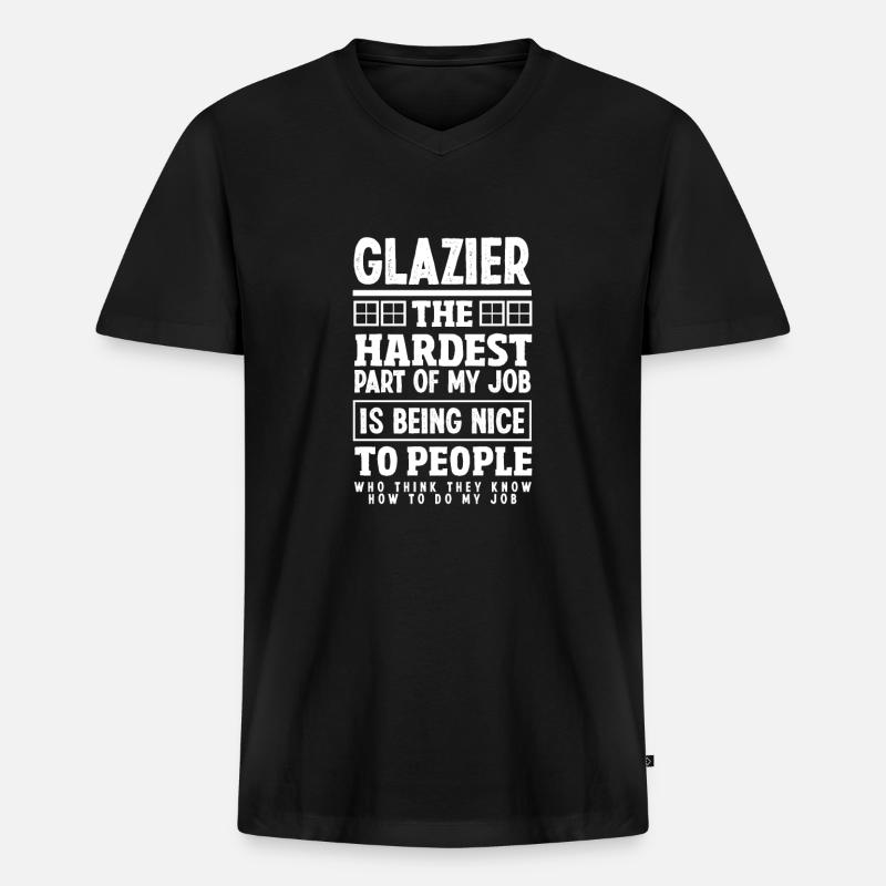 Glaser Geschenk - Männer Premium Bio T-Shirt mit V-Ausschnitt - Schwarz