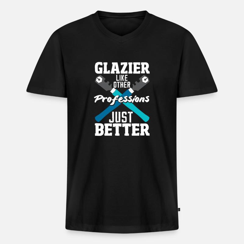 Glaser Geschenk - Männer Premium Bio T-Shirt mit V-Ausschnitt - Schwarz