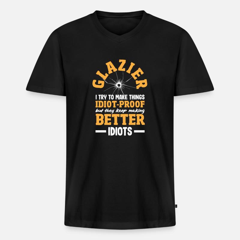 Glaser Geschenk - Männer Premium Bio T-Shirt mit V-Ausschnitt - Schwarz