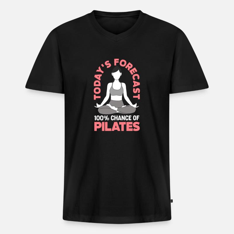 Heutige Vorhersage 100% Pilates - Männer Premium Bio T-Shirt mit V-Ausschnitt - Schwarz