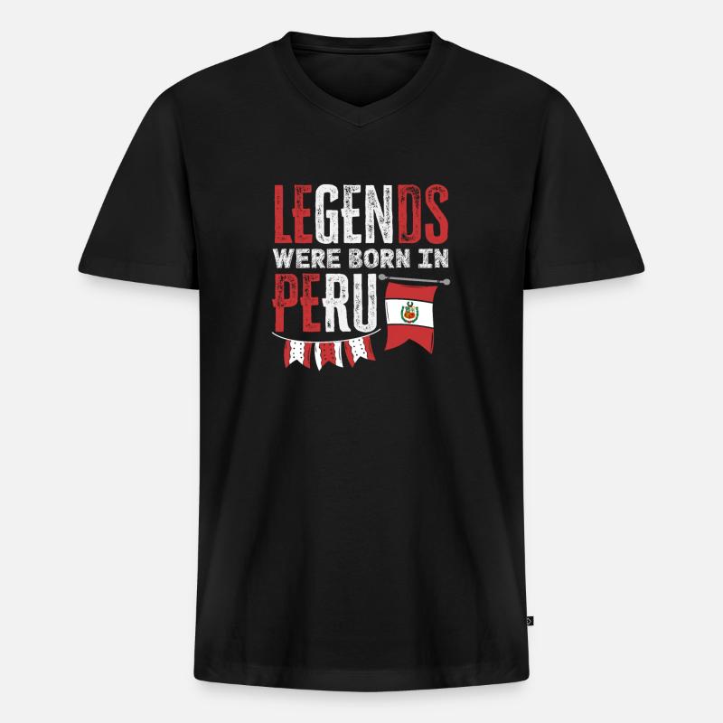 Peru Peruaner Geschenk - Männer Premium Bio T-Shirt mit V-Ausschnitt - Schwarz