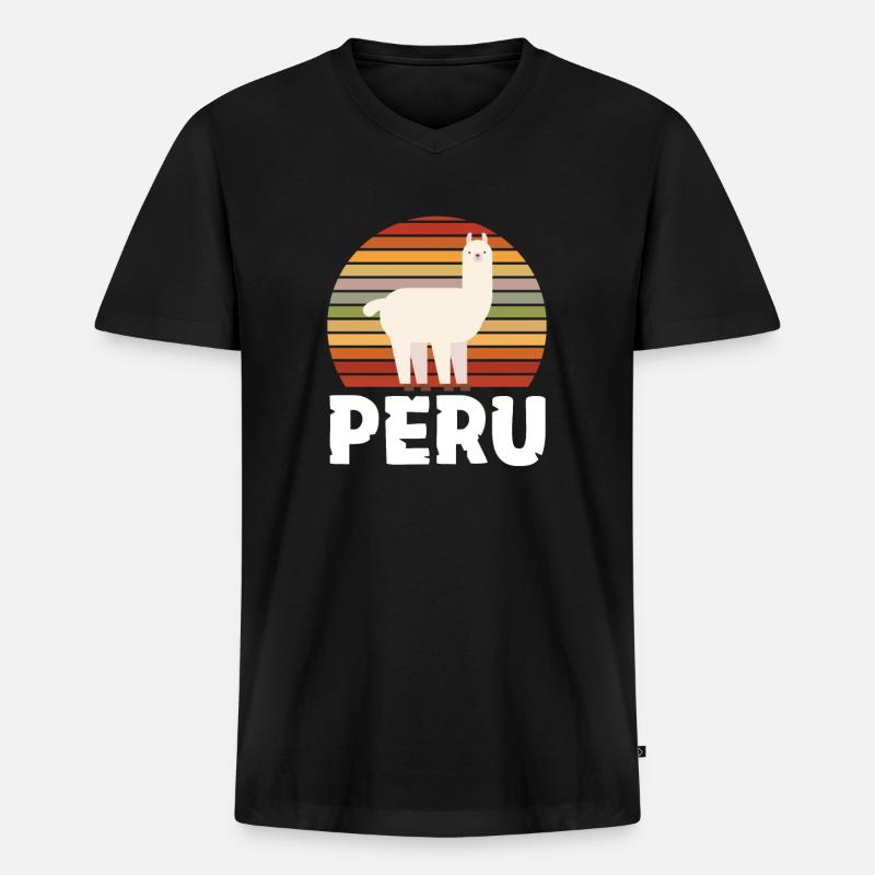 Peru Peruaner Geschenk - Männer Premium Bio T-Shirt mit V-Ausschnitt - Schwarz