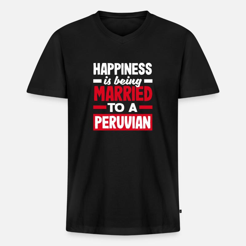 Peru Peruaner Geschenk - Männer Premium Bio T-Shirt mit V-Ausschnitt - Schwarz