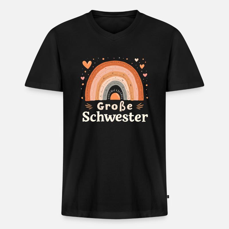 Große Schwester Regenbogen Boho - Männer Premium Bio T-Shirt mit V-Ausschnitt - Schwarz