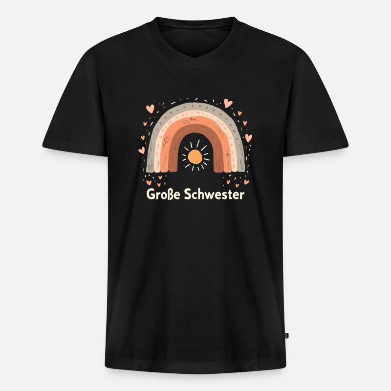 Große Schwester Regenbogen Boho - Männer Premium Bio T-Shirt mit V-Ausschnitt - Schwarz