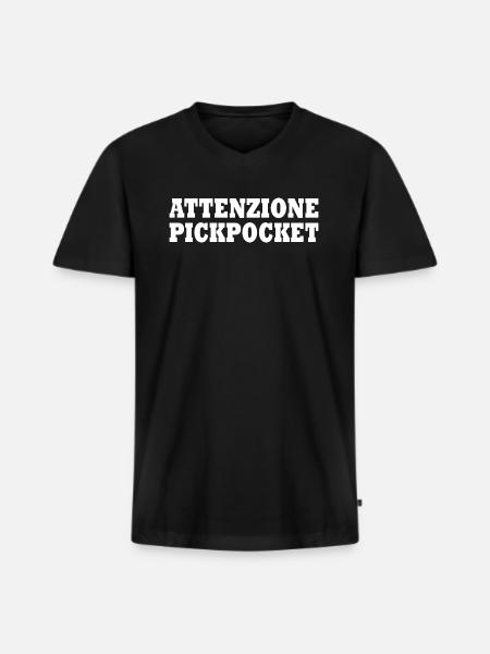 attenzione pickpocket - Men's Premium Organic T-shirt with V-neck - black