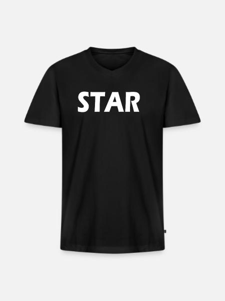 Star - Männer Premium Bio T-Shirt mit V-Ausschnitt - Schwarz