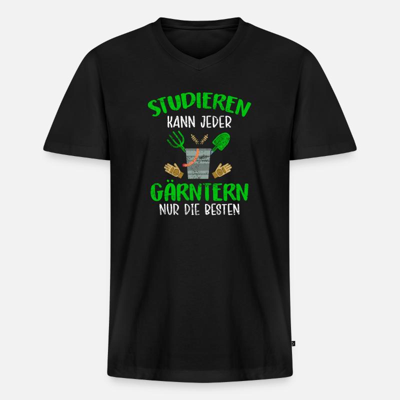 Gartenarbeit Gärtner Geschenk - Männer Premium Bio T-Shirt mit V-Ausschnitt - Schwarz