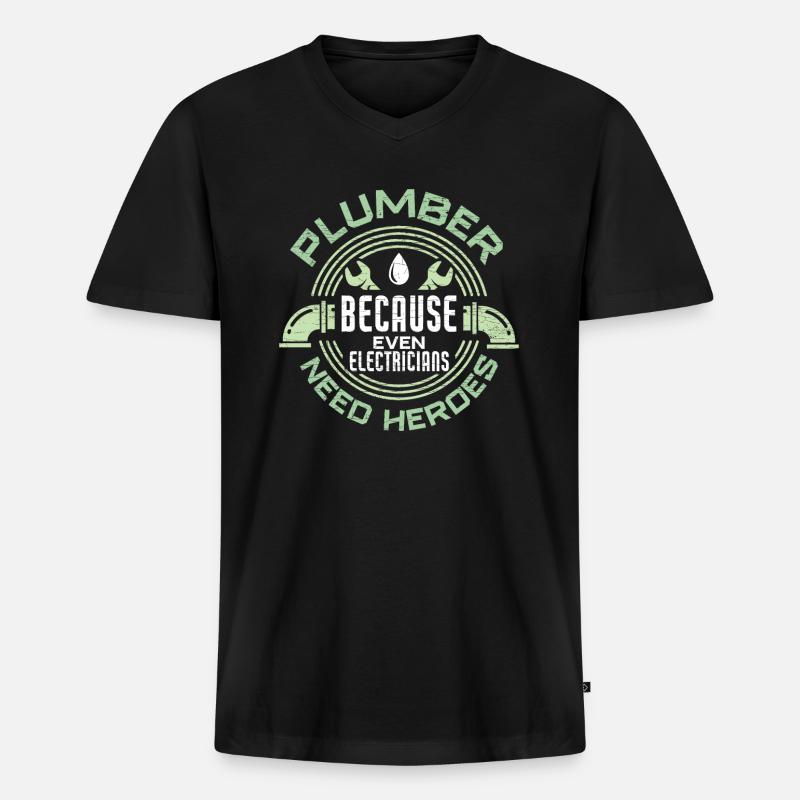Klempner - Männer Premium Bio T-Shirt mit V-Ausschnitt - Schwarz