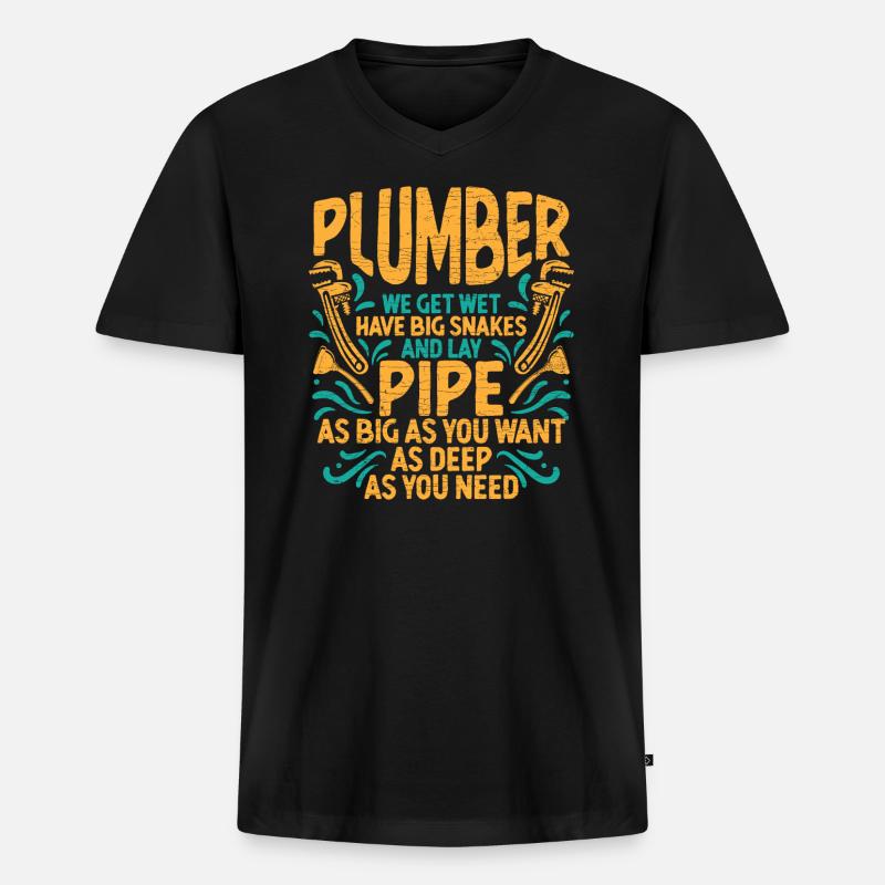 Plumber Geschenk Klempner - Männer Premium Bio T-Shirt mit V-Ausschnitt - Schwarz