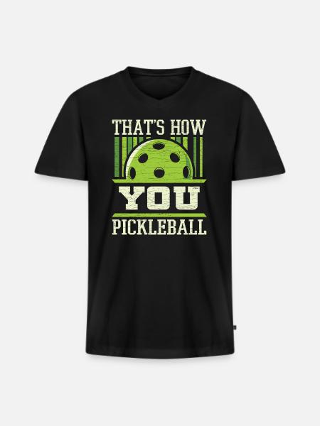 Paddleball Pickleball Geschenkidee - Männer Premium Bio T-Shirt mit V-Ausschnitt - Schwarz