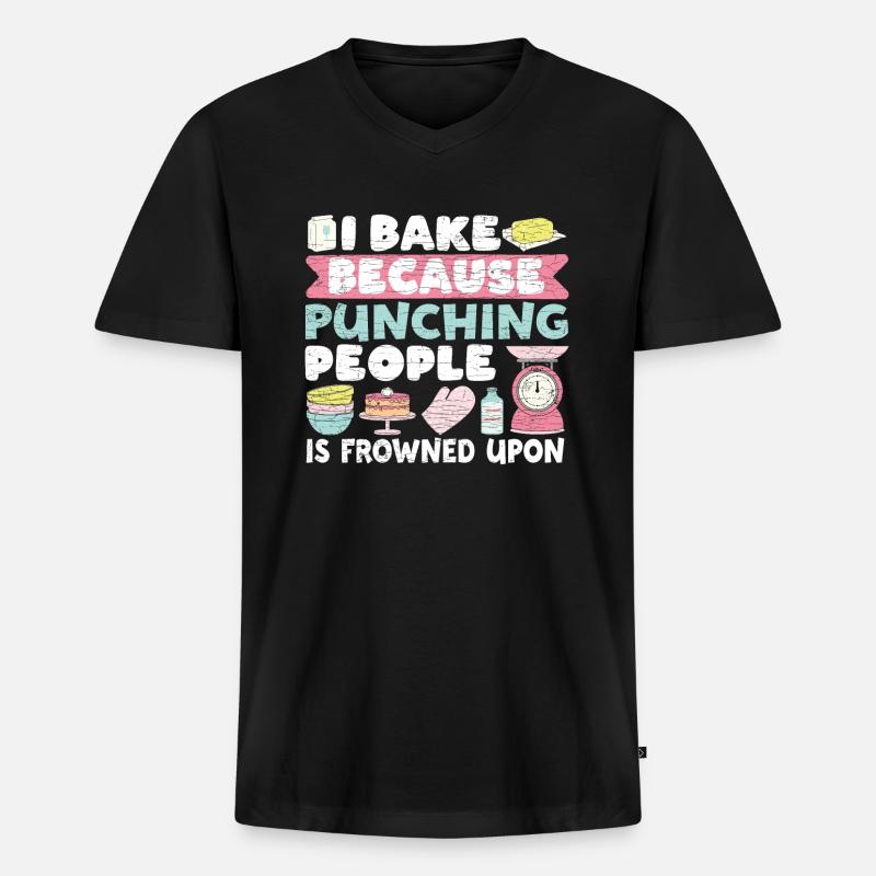 Backen Bäcker - Männer Premium Bio T-Shirt mit V-Ausschnitt - Schwarz
