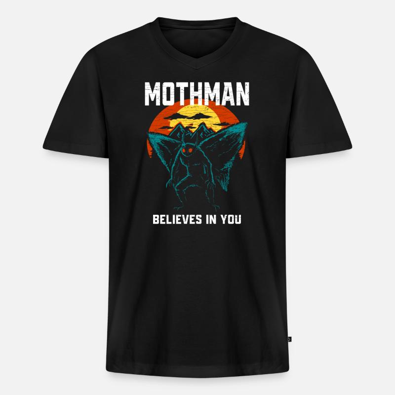 Mothman Kryptozoologie - Männer Premium Bio T-Shirt mit V-Ausschnitt - Schwarz