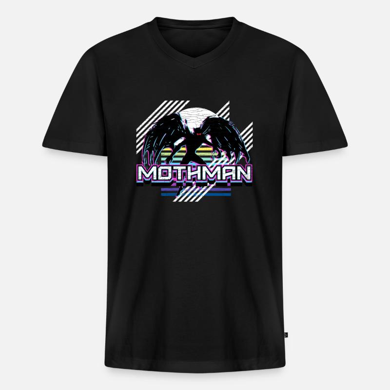 Mothman - Männer Premium Bio T-Shirt mit V-Ausschnitt - Schwarz