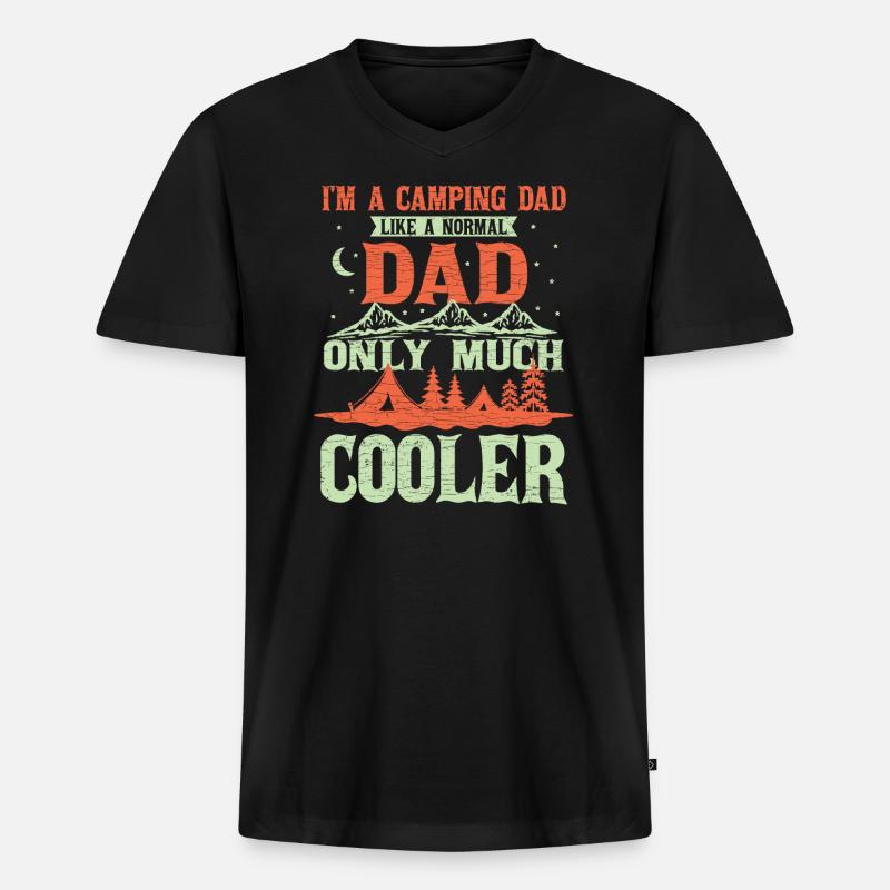 Camping Dad Camper Geschenk - Männer Premium Bio T-Shirt mit V-Ausschnitt - Schwarz