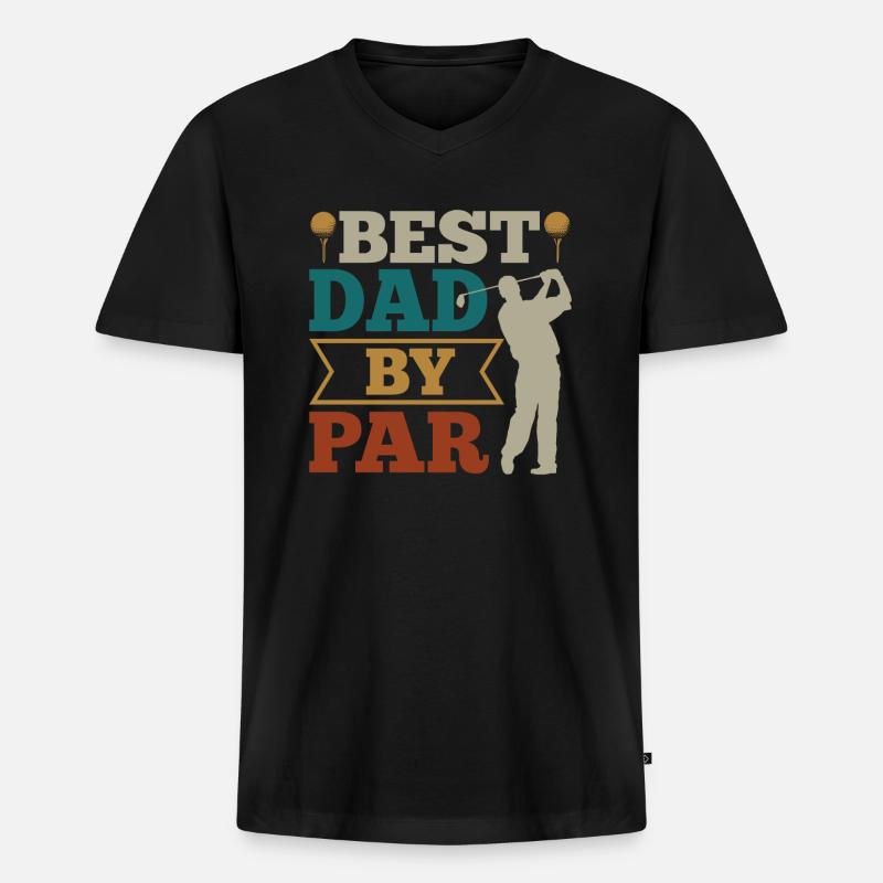 Papa Golfer Golf - Männer Premium Bio T-Shirt mit V-Ausschnitt - Schwarz