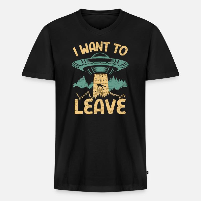 Alien Abduction Ufo Geschenk - Männer Premium Bio T-Shirt mit V-Ausschnitt - Schwarz