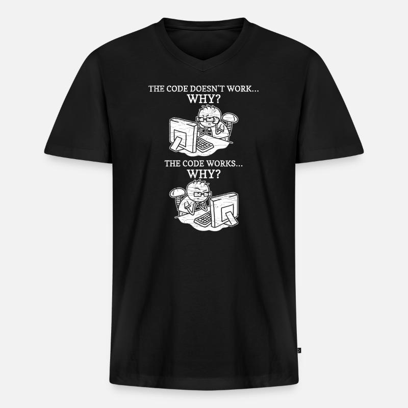 Programmierer Coder Informatiker - Männer Premium Bio T-Shirt mit V-Ausschnitt - Schwarz